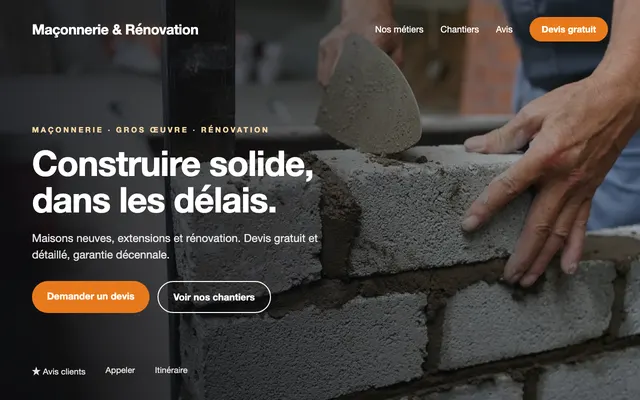 Maquette de démonstration : site pour maçon, artisan du bâtiment